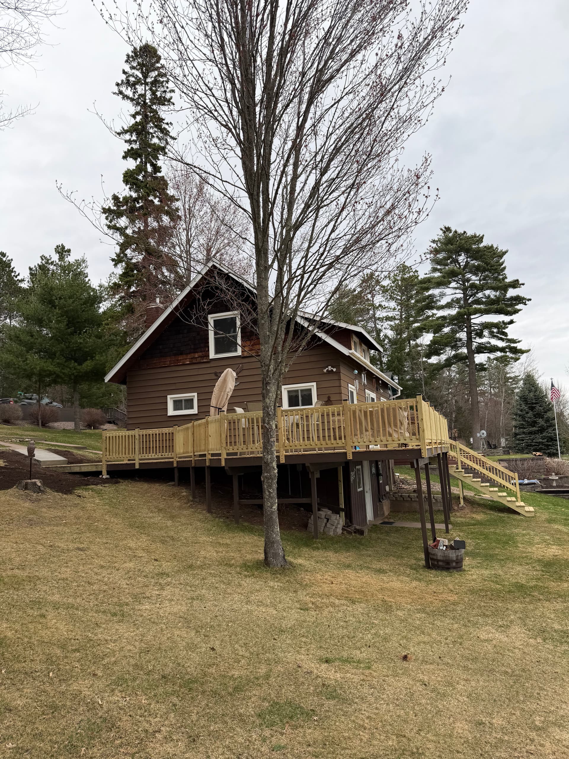 Lakefront Deck Rebuild With New Railings and Redesigned Entry