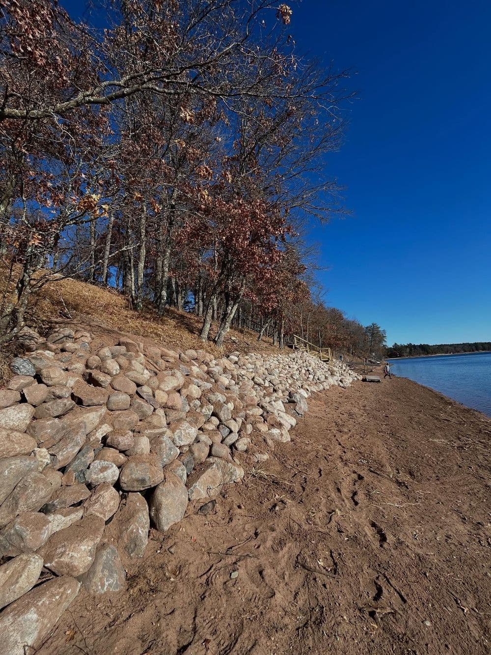 Gallery photos for 180-Foot Rip Rap Shoreline Wall With Floating Deck and Staircase: Image #4