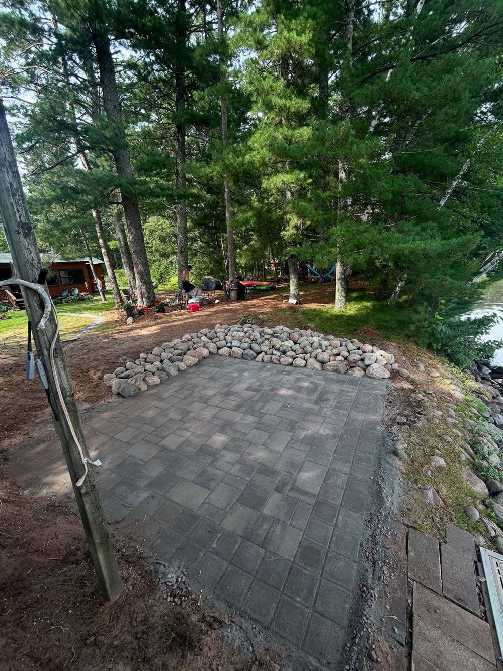 Gallery photos for Soldier Course Paver Patio and Rock Wall on the Lakeshore: Image #1