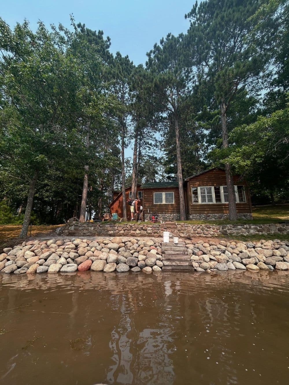 Lakeshore Boulder Retaining Wall and Flagstone Patio Rebuild