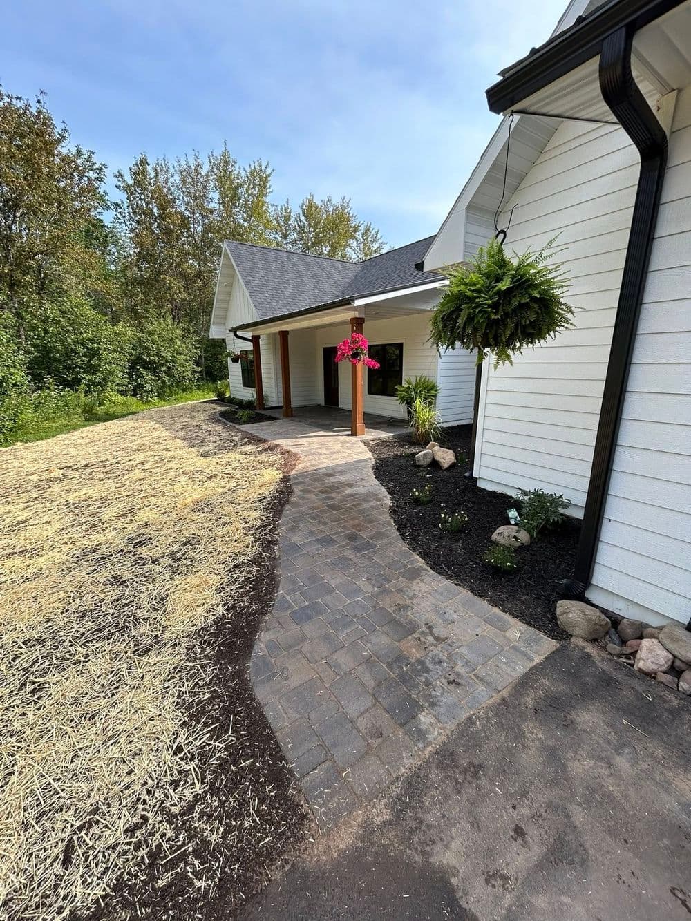 Gallery photos for Full Yard Landscaping with Paver Walkway and Plant Beds: Image #4